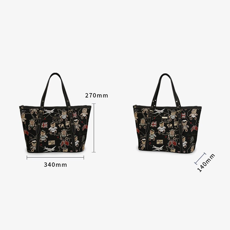 Danny Bear Navigation Bear Series Vintage Fabric Material Tote Bag Women Shoulder Bag DMB9115045-160R