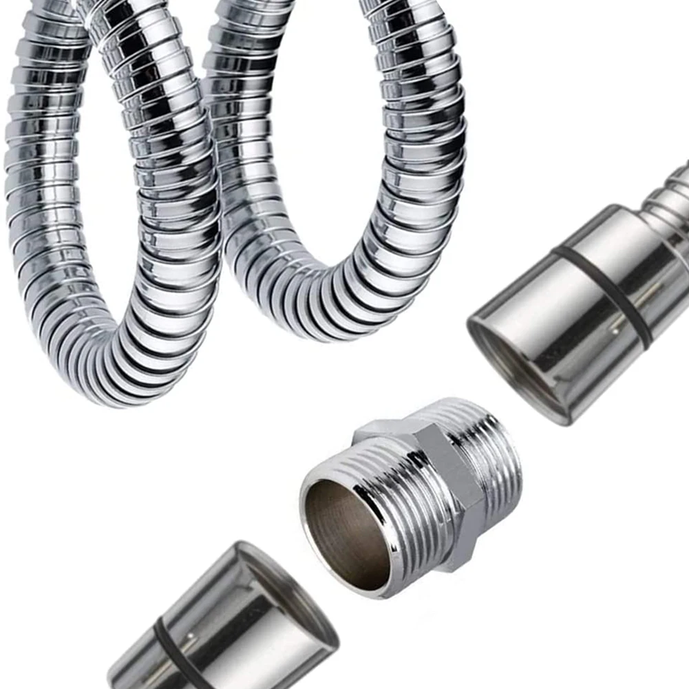 Duschschlauch verlängern Duschanschluss für extra langen Schlauch, Edelstahl-Duschverlängerung, universeller 1/2" BSP-Stecker auf Stecker-Adapter