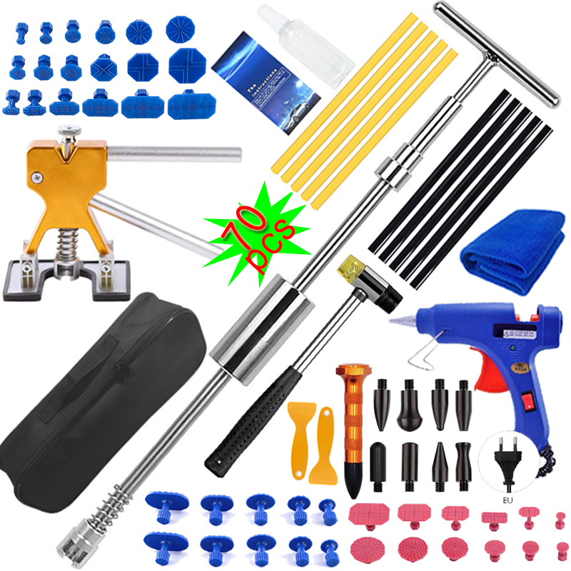 Kit de herramientas de reparación de abolladuras de coche, hoja de carrocería de coche, eliminación de golpes sin pintura, Kit de extractor de martillo inverso, herramientas manuales completas, piezas de automóvil