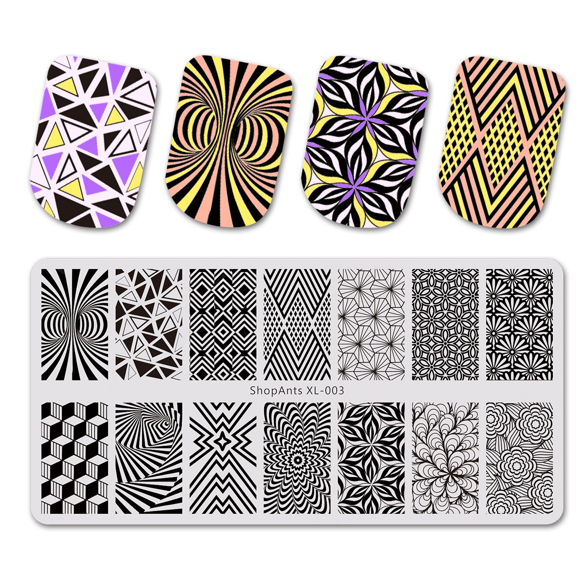 SHOPANTS 6*12cm Rectangle Nail Stamping Plates Leaf Flowers Butterfly Nail Art Stamp Templates Stencils Polish Manicure: 03