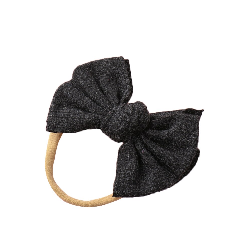 Baby Girls Knitted Ribbed Hair Bows Ties, Lovely Hair Bands Elastics Ponytail Holders Toddler Hair Accessories: Black