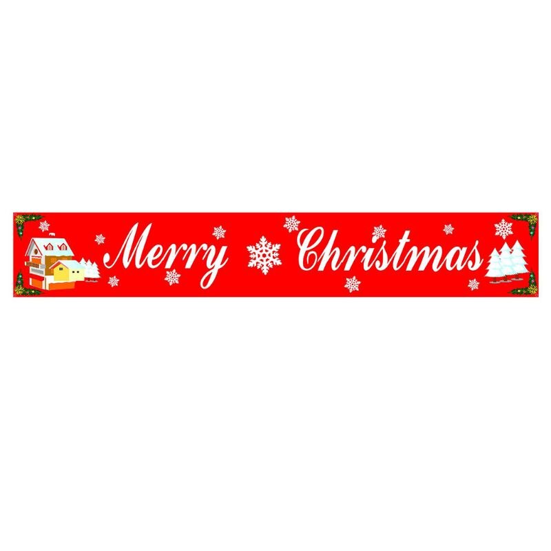 Outdoor Christmas Banner Pull Flag Decorations Celebrate Foldable Hanging Decor Porch Background Signs: Red