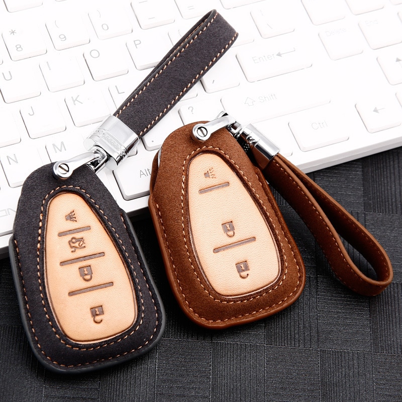 leather Car Key Cover Case For Chevrolet Cruze Spark Camaro Volt Bolt Trax Malibu Accessories