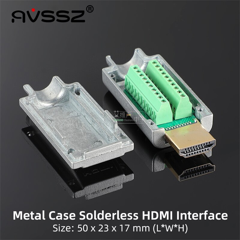 Solder-free HD HDMI 2.0 Jack Male Connector Upgrade hdmi Wire Connector Adapter Cable Terminal Junction Box HD Wire Welding Plug: No-weld Metal Shell
