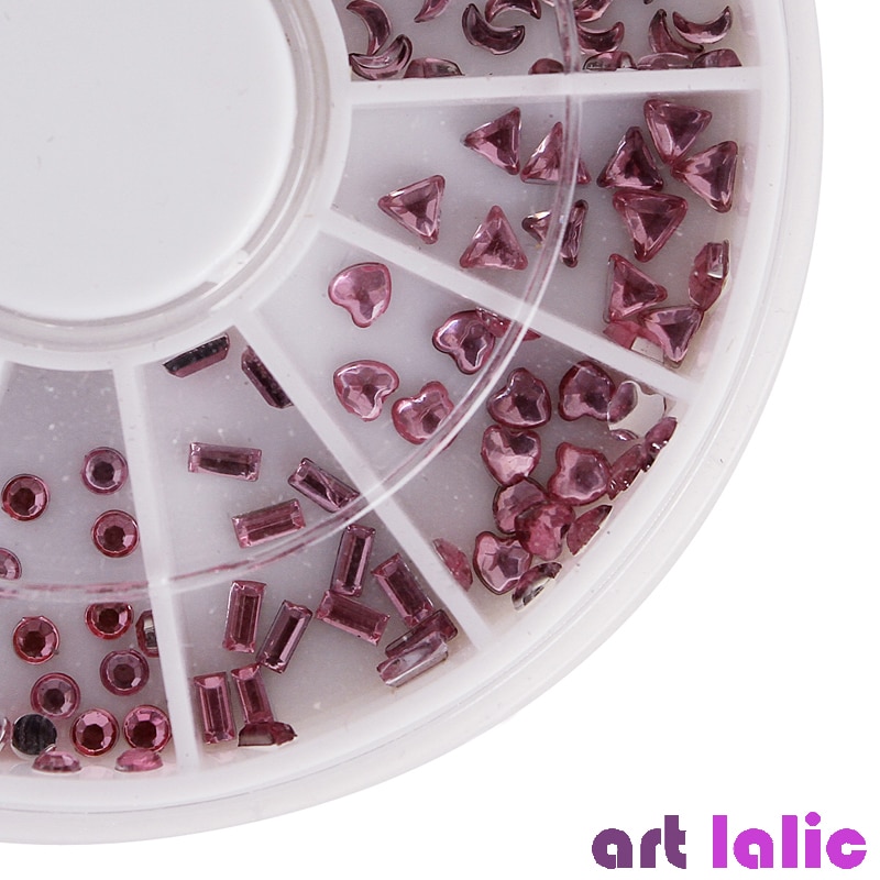 Gemengde Roze Nail Art Decoratie In Wiel 3D Nail Tips Steentjes Voor Crystal Acryl Uv Gel Shining Body Art Nail accessoires