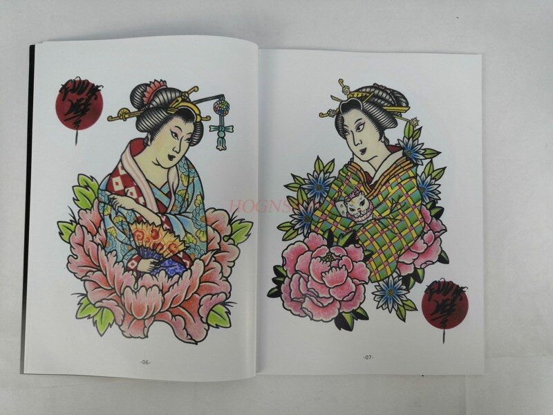 Tatovering bog tatovering manuskript bøger atlas udstyr japansk traditionel old school stil fatal tegneseriefigur