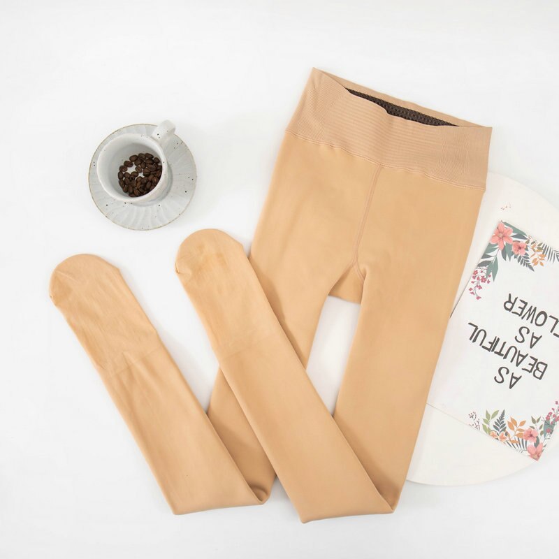 Pantalon en résille pour femmes, jambes nues, épais, intégré, Leggings et bas, automne et hiver: Full toe-beige