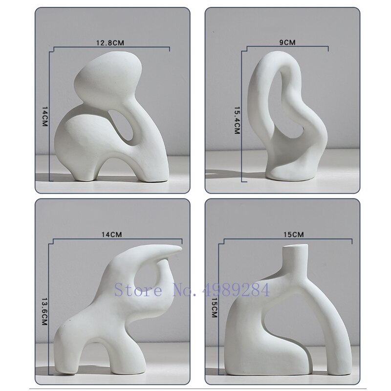 Vase en céramique abstraite, Arrangement de fleurs, artisanat hydroponique, ornements, accessoires de décoration de maison moderne, Vases blancs, décor