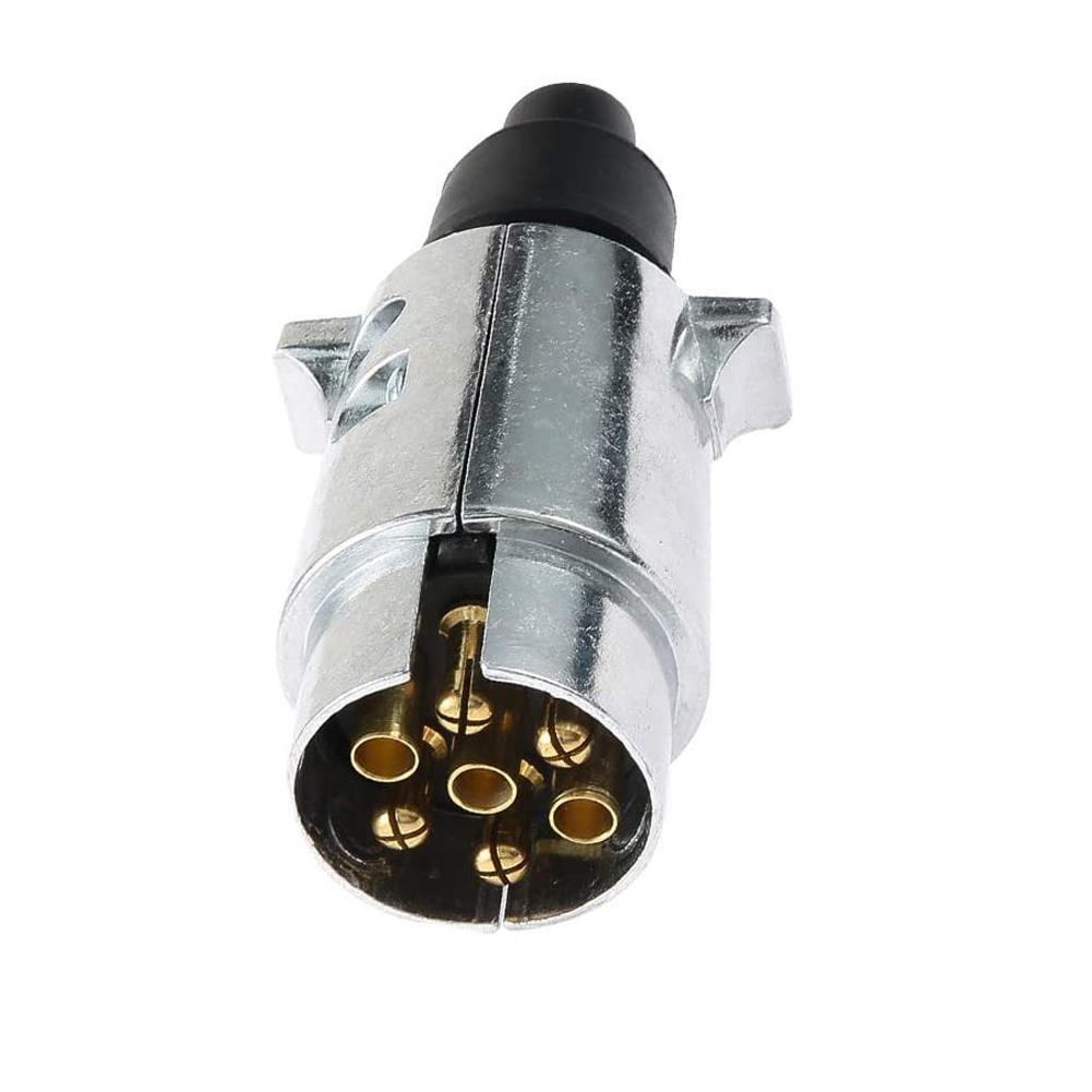 1pcs 2 In 1 Metal Trailer Connector Car Electric Accessories 7 Pin Round Shape Plug Adapter Converter Kits Towing Supply Power