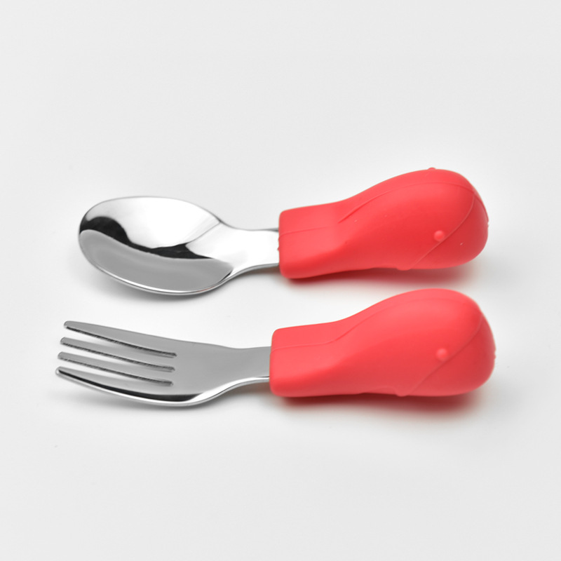 Soft Spoon for Baby Feeding Toddler Tableware Set Stainless Steel Utensil Cloud Toddler Dinnerware Cartoon Infant Spoon Fork: Rdwhale
