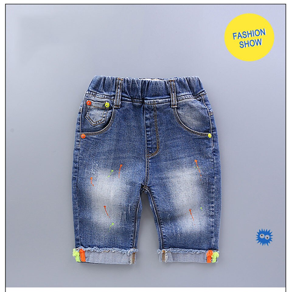 Sommer blå farver baby drenge shorts bukser knælængde dreng korte jeans børns denim almindelige shorts