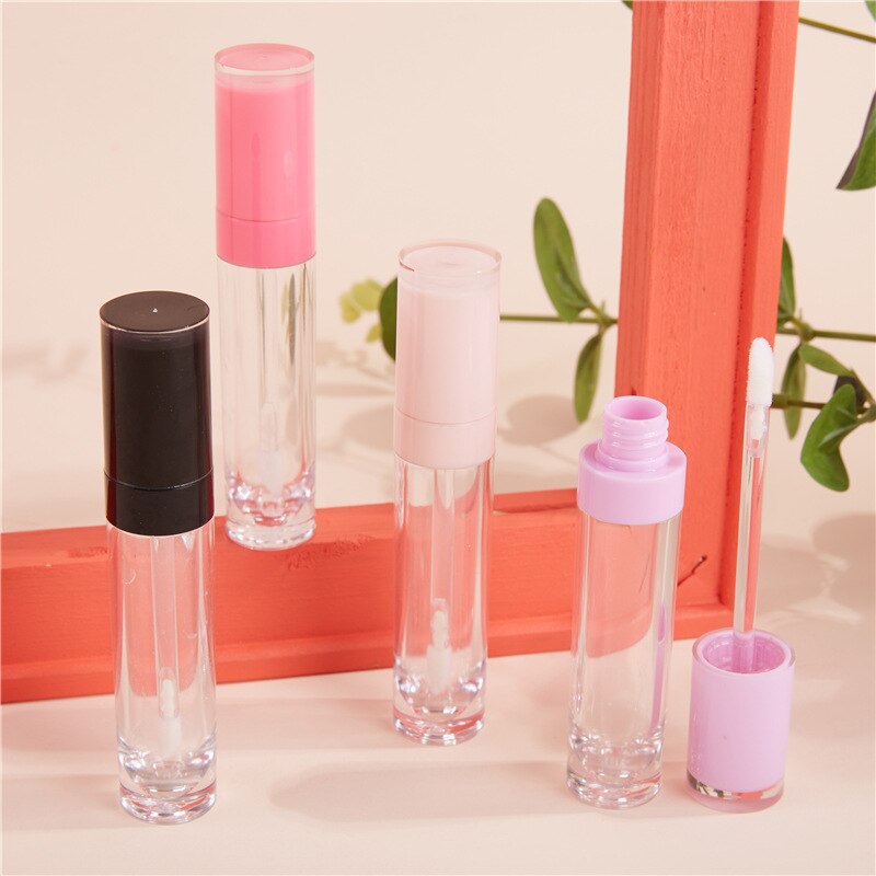 8Ml Plastic Dikwandige Clear Cilindrische Lipgloss Lege Buis Cosmetische Roze Lipgloss Stok Verpakking Container