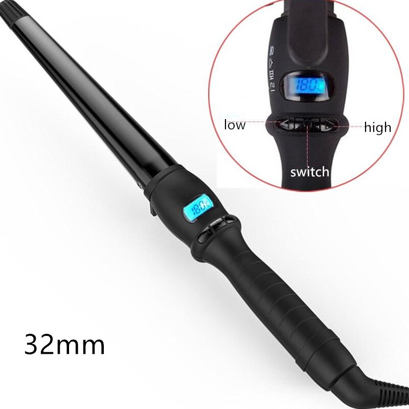 19/25/32mm Ceramic Styling Tools Electric Hair Curling Iron Hair Waver Cone Hair Curler Roller Curling Wand 20#823: 32mm / US