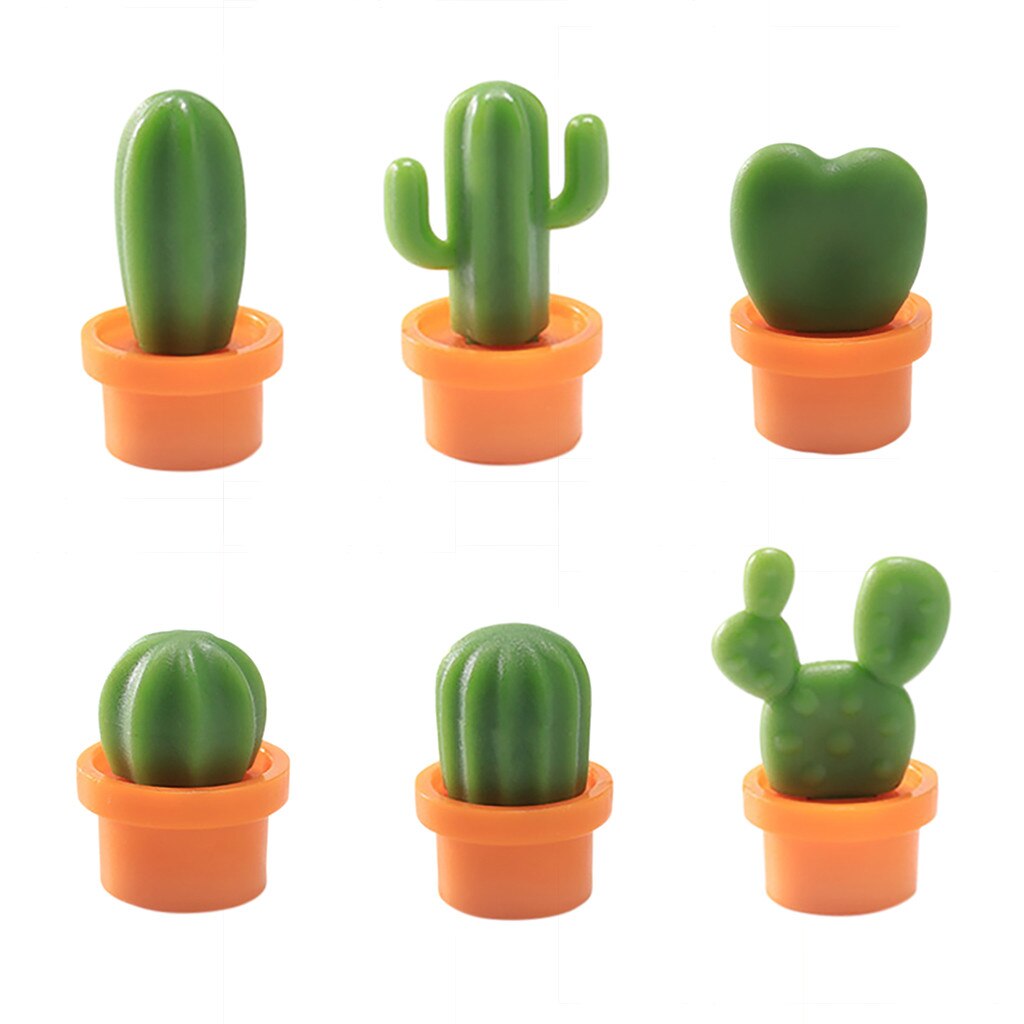 Fridge Magnet Cactus Refrigerator Stickers Green Plant Magnetic Buckle Magnetic Stickers 6 Pc Home Decoration Magnesy Na Lodowke: Orange