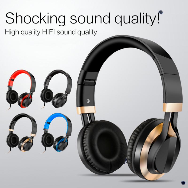Kabelgebundenes headset mit kabelsteuerung, subwoofer, kabelgebundene, faltbare, tragbare kopfhörer, stereo-hifi-headset für gaming