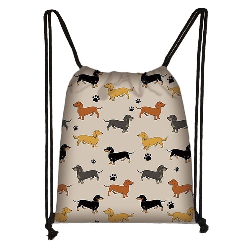 Schattige Teckel Hond Tasje Vrouwen Mannen Opbergtas Voor Reizen Tiener Jongens Meisjes Rugzak Partij Boodschappentassen