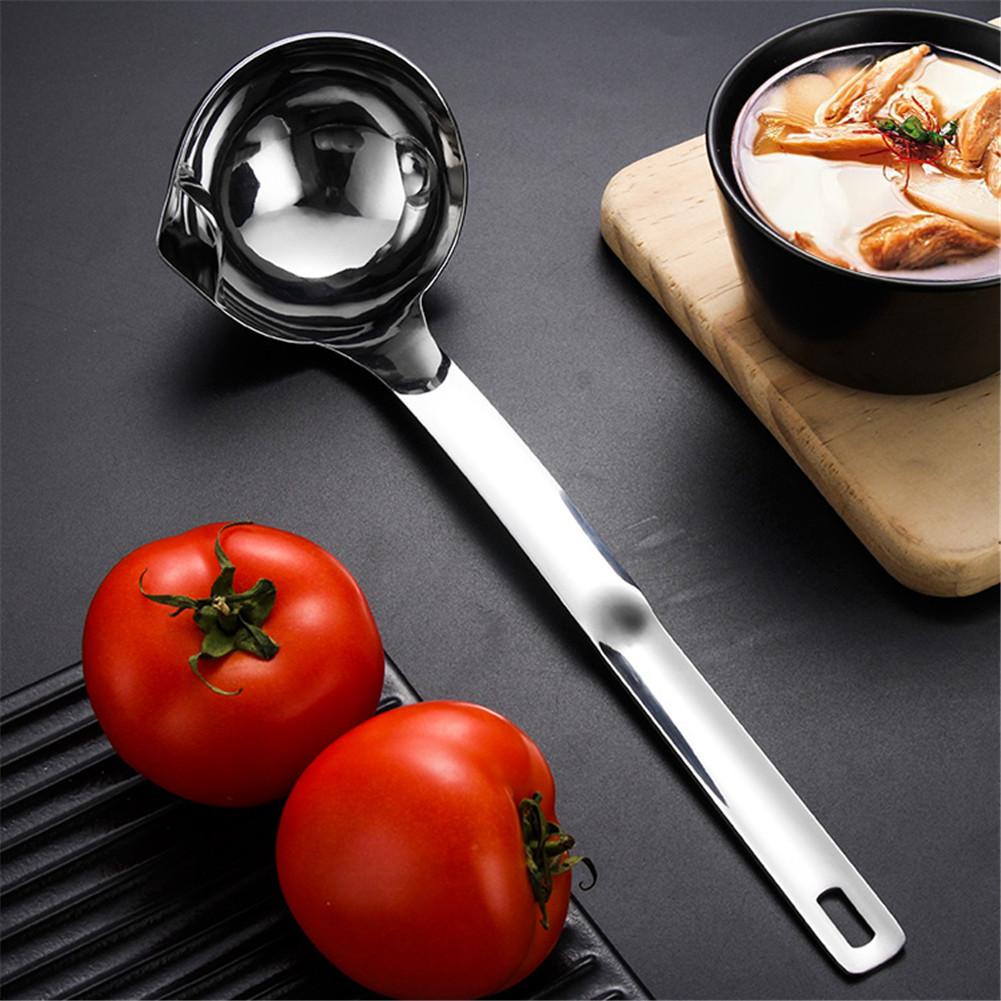 Oil Soup Separating Spoon Stainless Steel Durable Grease Filtering Cooking Spoon With Convenient Handle