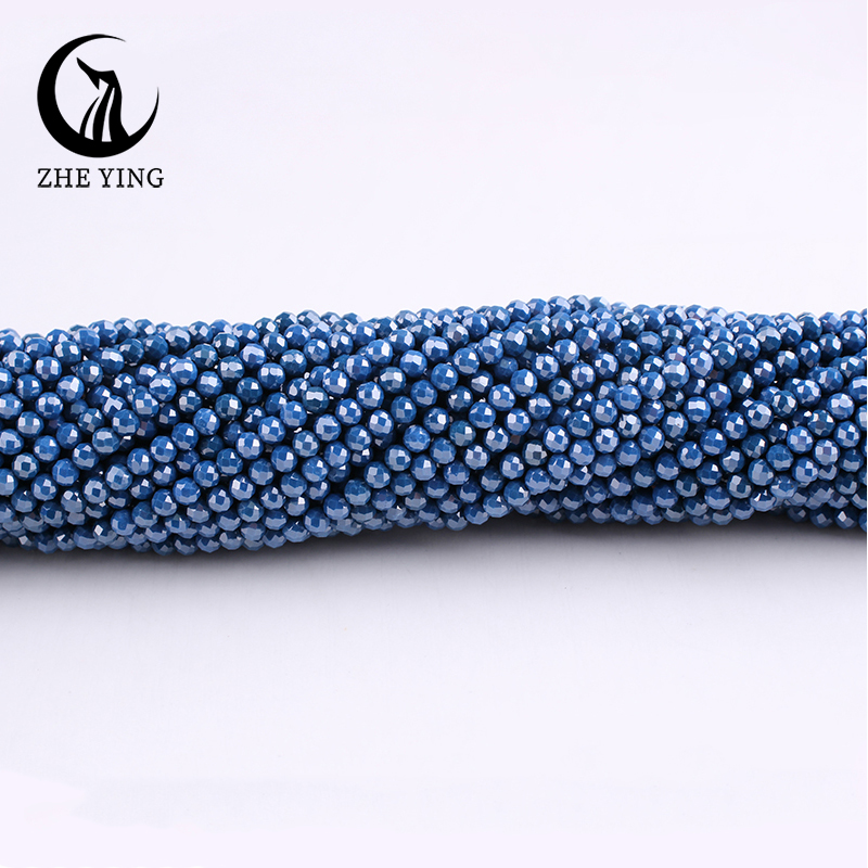 Zhe Ying 3mm Faceted Dark Blue Zircon Beads Small AAA Cubic Zirconia Beads for Bracelet Making DIY Jewelry Accessories