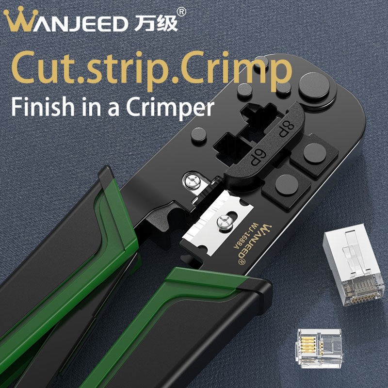 RJ45 Cable Crimper 6/8P Network Lan Cable Crimper stripper, Multi-Function RJ45 Connector pliers