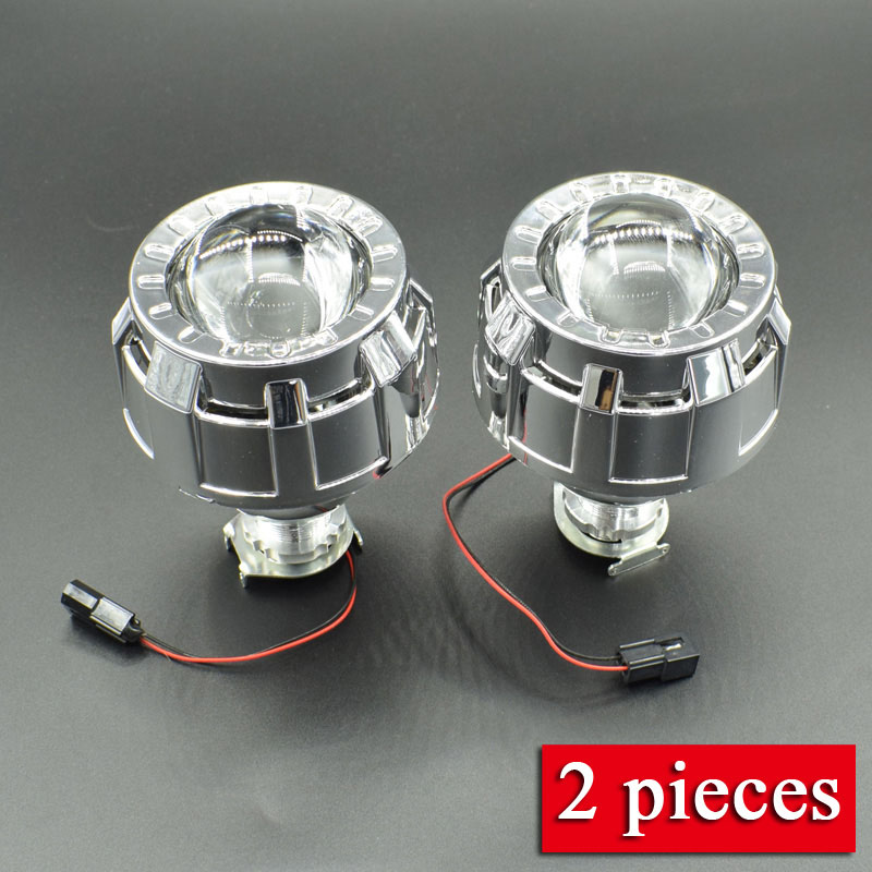 1,8 "Mini HID Bi xenon lente del proyector del faro + Mini Gatling Gun Shrouds para los coches/motocicleta H7 H4 Car Styling: 2pcs (with shroud)