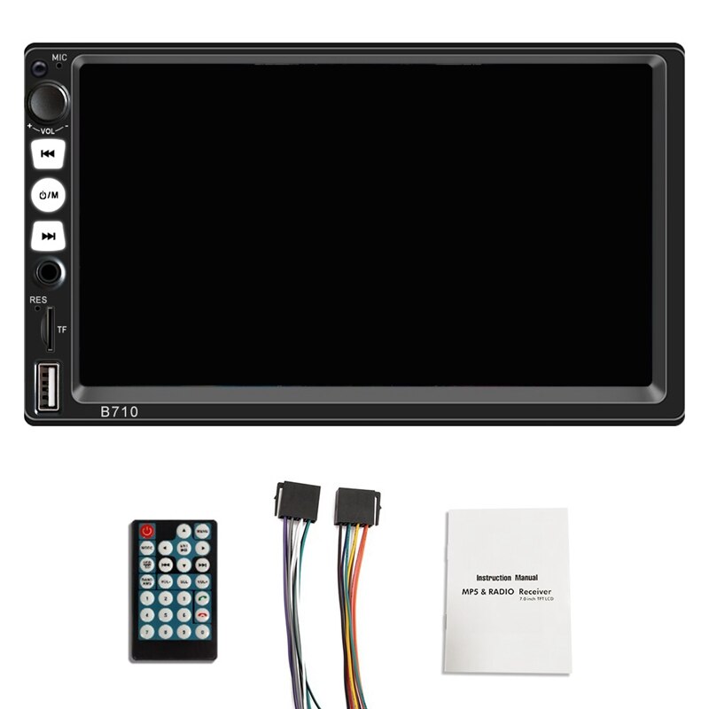Estéreo de coche de doble Din con Bluetooth 7 pulgadas prensa Sn estéreo de coche con enlace coche Radio compatible con Control de volante nosotros