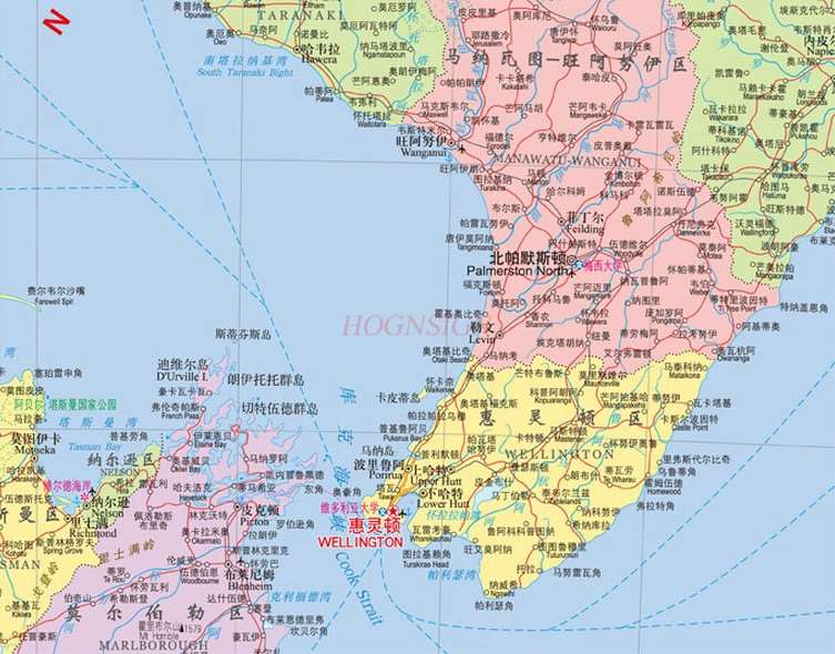 Map of Zealand in Chinese and English Map of World Countries Map of Freeway Traffic Tourist Attractions