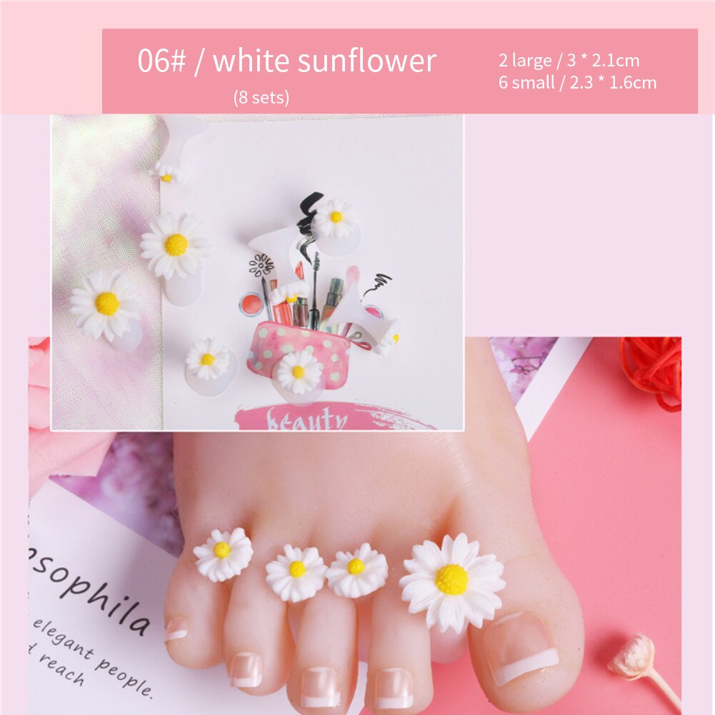 Separador de dedos del pie de silicona suave, herramienta de manicura para salón de pedicura, cuidado de uñas, accesorios de soporte de flores, 8 Uds.: plum