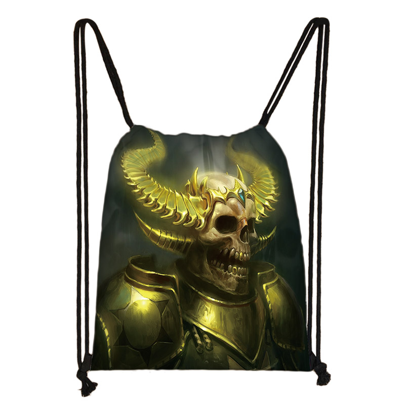 Mochila Cool Death Skull para hombre y mujer, bolsa de viaje con cordón, para guardar zapatos, de lona: SKD-KL18