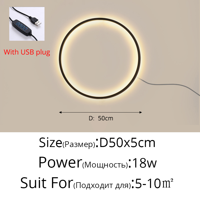 Lámparas de decoración de fondo circulares simples, nuevas luces LED modernas para pared, sala de estar, dormitorio, cabecera, pasillo, iluminación interior