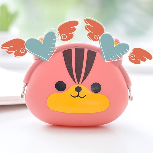 Silicone coin purse cartoon coin bag child wallet headset bag mini student small coin bag cute clutch bag: Yellow