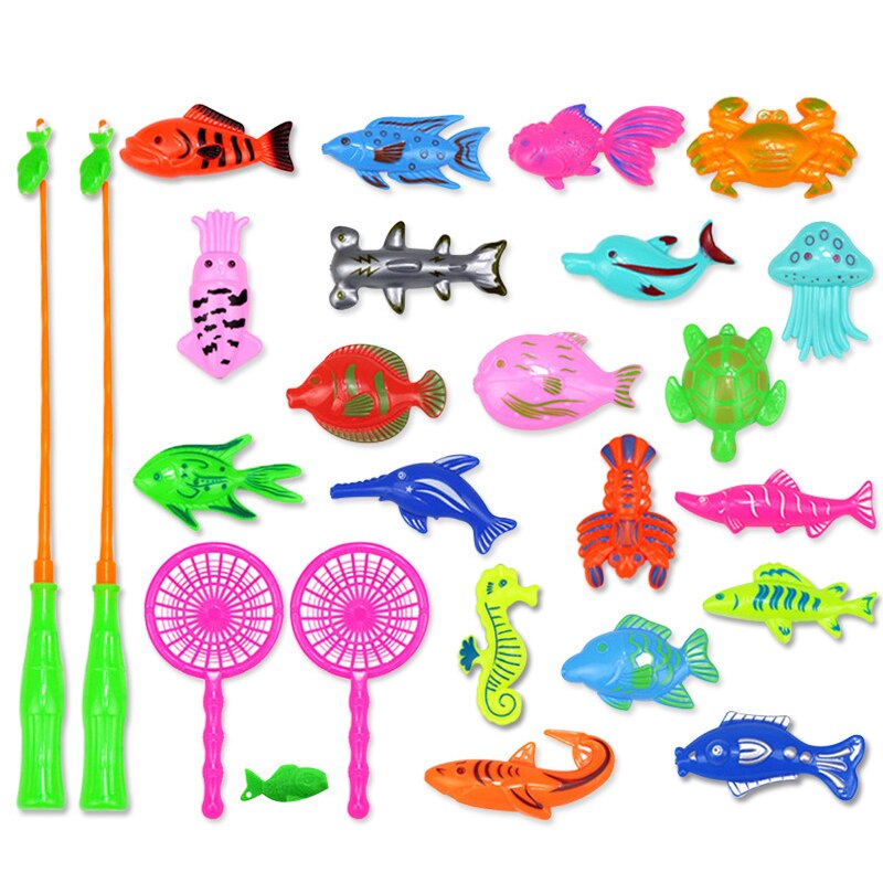 Kinderen Jongen Meisje Vissen Speelgoed Set Magnetische Play Water Baby Speelgoed Vis Vierkante Voor Kinderen 25/26/39 stuks Zomer Pretend Huis