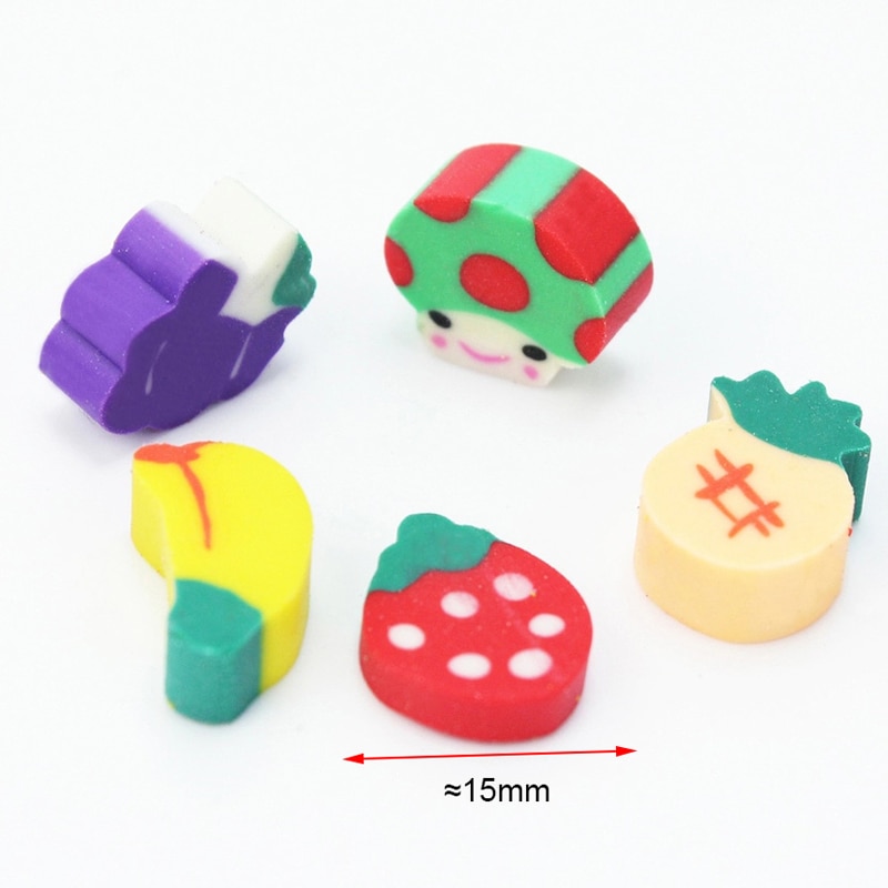 100 st söt mini frukt suddgummi söt frukt kök form gummi suddgummi student lärande brevpapper för barntillförsel