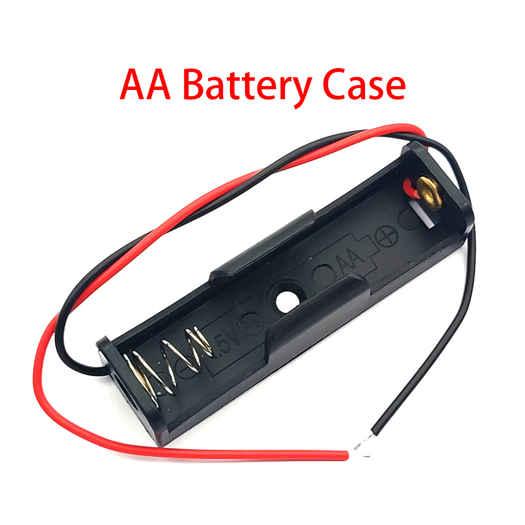 AA Size Power Battery Storage Case Plastic Box Holder With Leads 1AA Battery Case AA Battery Box 1.5V DIY