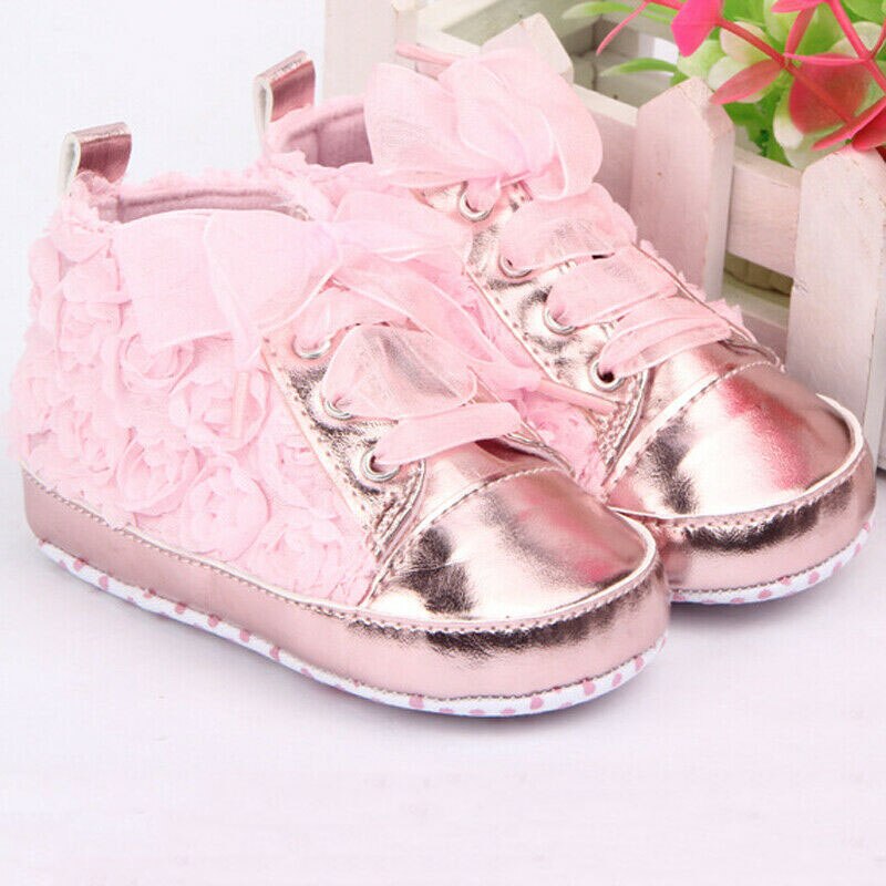 0-18m baby pige pu læder sko skridsikre blonder blomster broderede bløde sko prewalker gå toddler børnesko