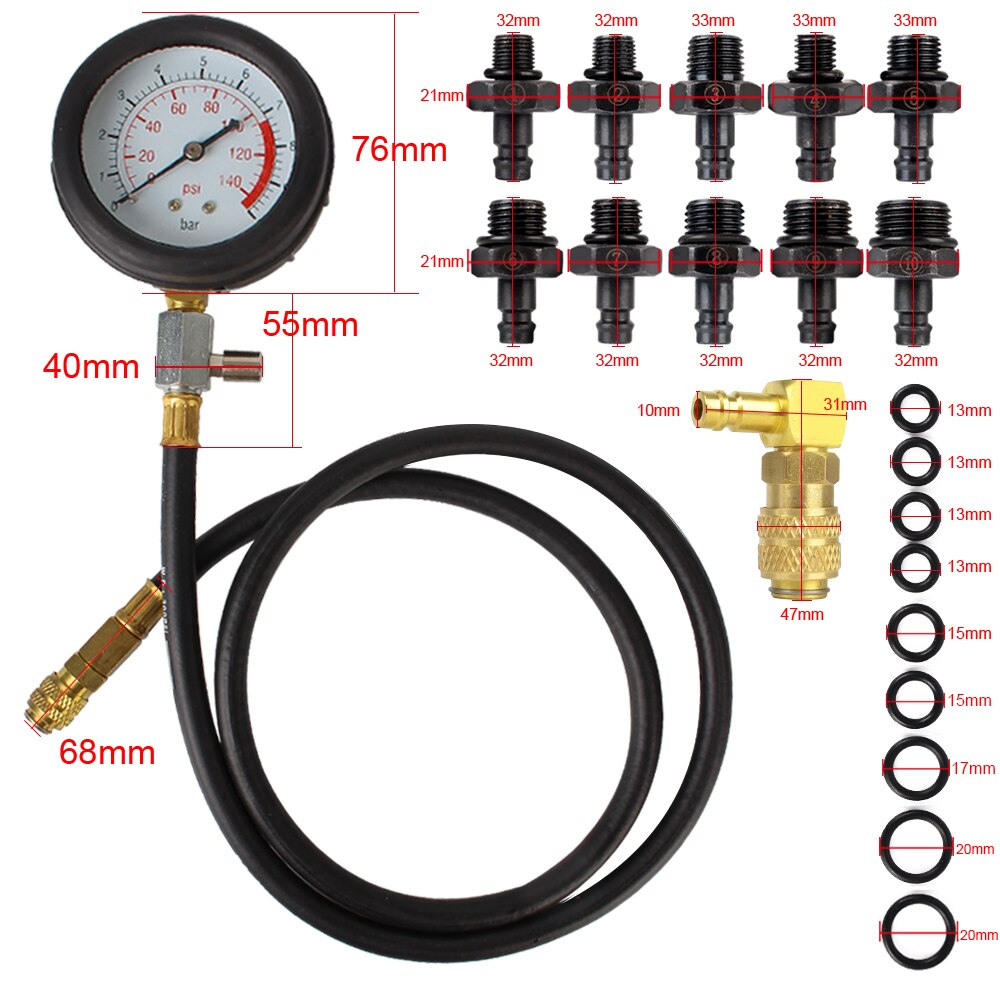 Auto Diagnostics Tools Quick Coupling Car Test Set Low Oil Warning Devices 0~140psi 0~10bar Engine Oil Pressure Test Kit