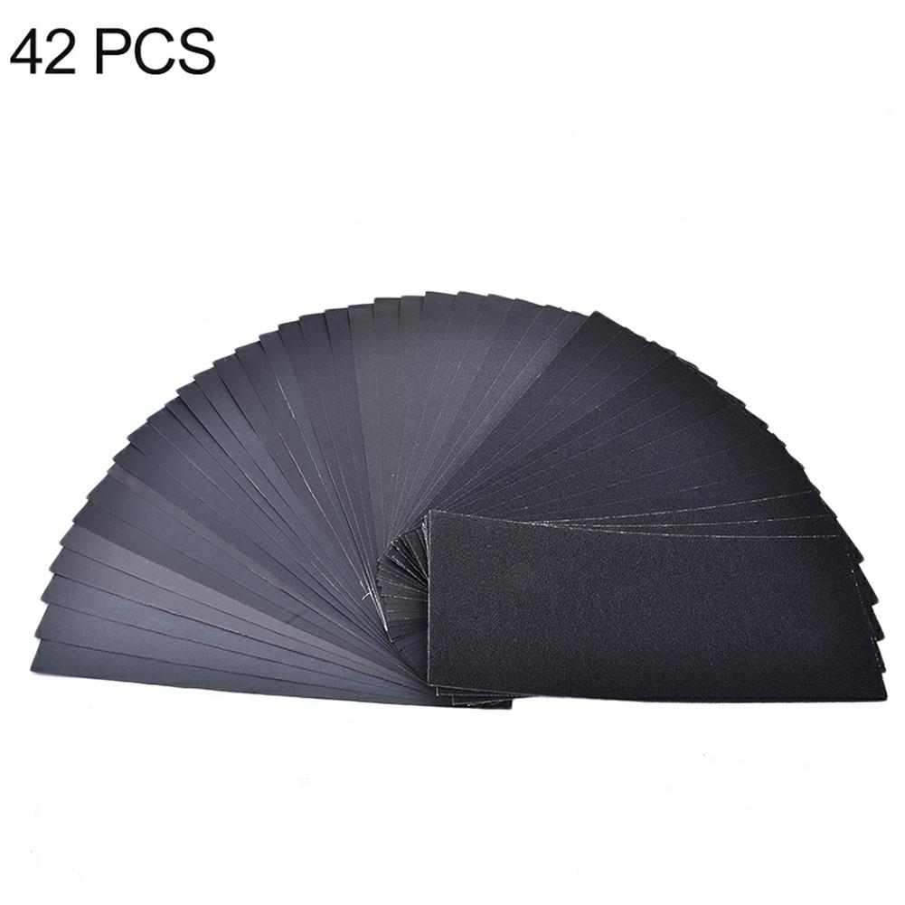42Pcs Wet Dry Sandpaper Grit Sandpaper For Woodden Furniture Finishing Metal Sanding Automotive Polishing: Default Title