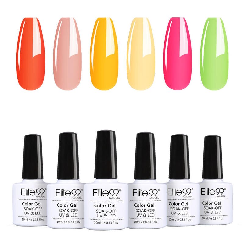 Elite99 6Pcs/Set 10ML Lavender Gel Nail Polish Kit Soak Off UV LED Luminous Rose Gold Semi-permanent Enamel Nail Manicure Set: SET006