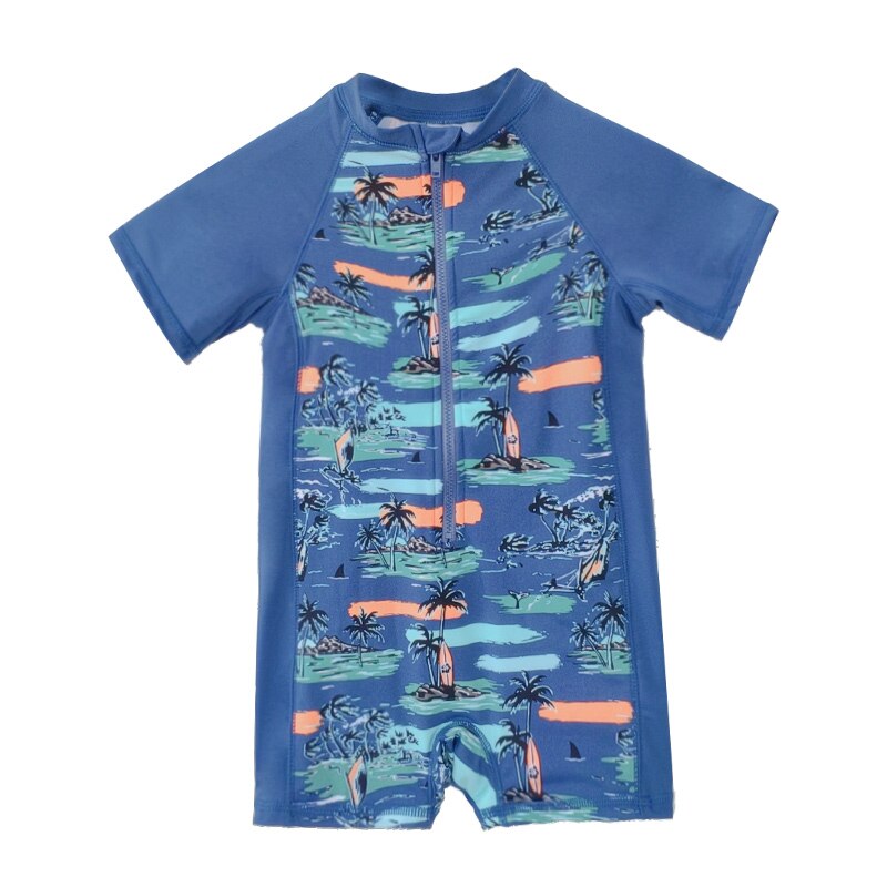 Jongen een stuk badpak baby baby zon blok platte hoek surf badpak jongen badpak: 3-6month