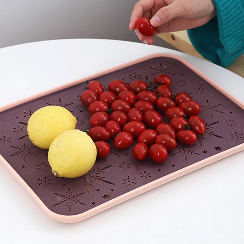 Kitchen Quick Drain Storage Tray Eco-friendly Hollow Pattern Plastic Rectangular Dessert Tray Supplies for Home