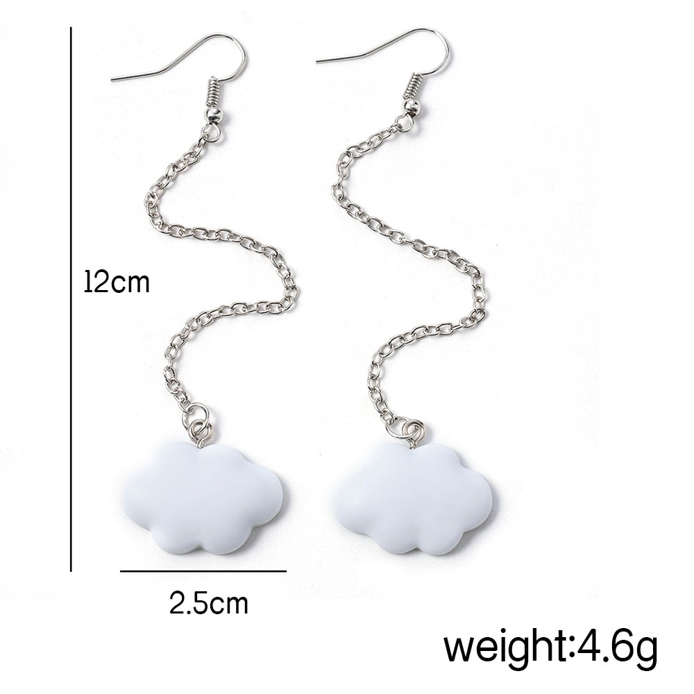 Pendientes colgantes blancos estilo coreano a la para mujer, lindos pendientes simples de nubes con cadena, pendientes simples para mujer, joyería