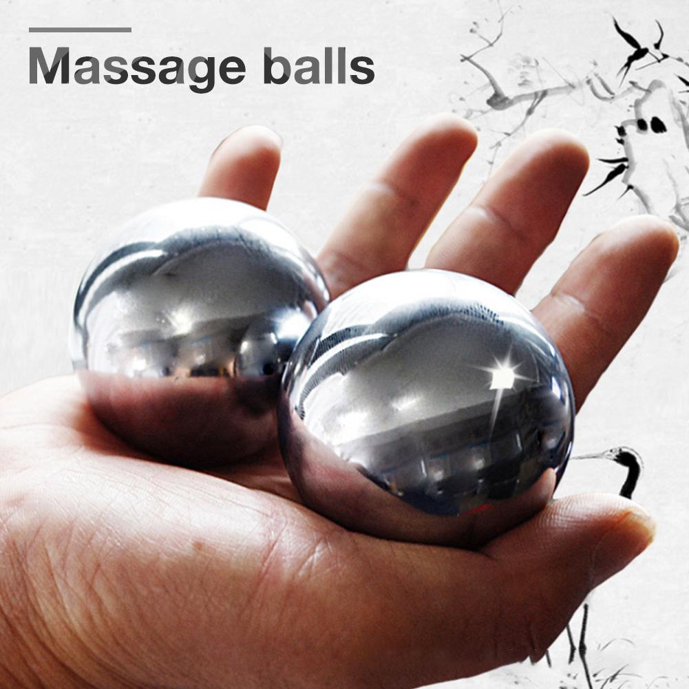 2 uds bolas de Baoding chinas ejercicio y Handbol salud ejercicio estrés relajación terapia cromo Bola de masaje de mano