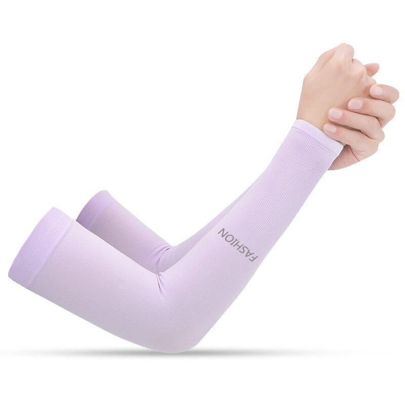Sports Arm Compression Sleeve Cover Basketball Cycling Warmer Summer Running UV Protection Breathable Volleyball Sunscreen Bands: Purple Fingerless