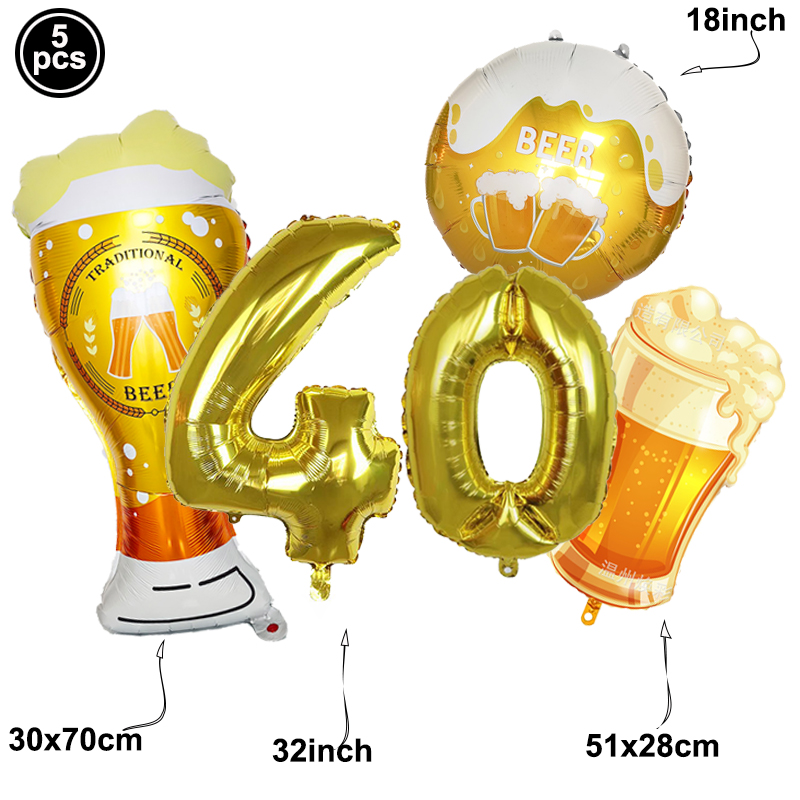 Pancarta de feliz cumpleaños, taza de cerveza, botella de whisky, globo de aluminio para hombres y mujeres, suministros de decoración para de cumpleaños de whisky 30 40 y 50: Transparente