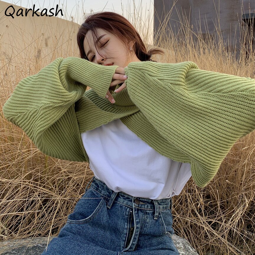 Irregular Turtleneck Shrugs Women Sweaters Loose Autumn Knitwear Bolero Jumpers Leisure Korean Chic Warm Tender
