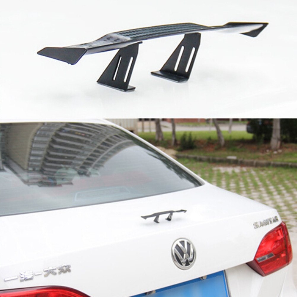 1 stuks mini universele spoilervleugel voor alle auto's spoilervleugel koolstofvezel auto staartdecoratie zwarte kleur