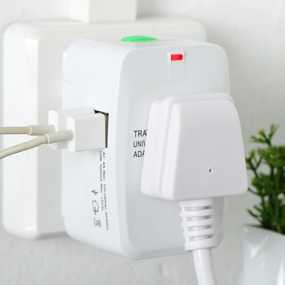 All in One Universal International Plug Adapter 2 USB Port World Travel AC Power Charger Adaptor with AU US UK EU converter Plug