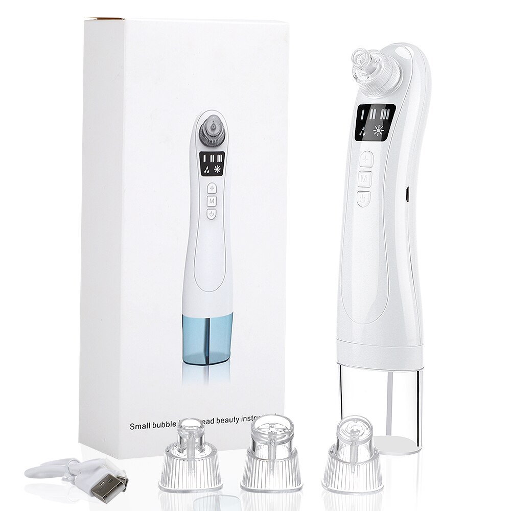 Electric Blackhead Remover Small Bubble Heated Facial Pores Clean USB Rechargeable Pore Vacuum Cleaner Pore Acne Pimple Remover: Remover