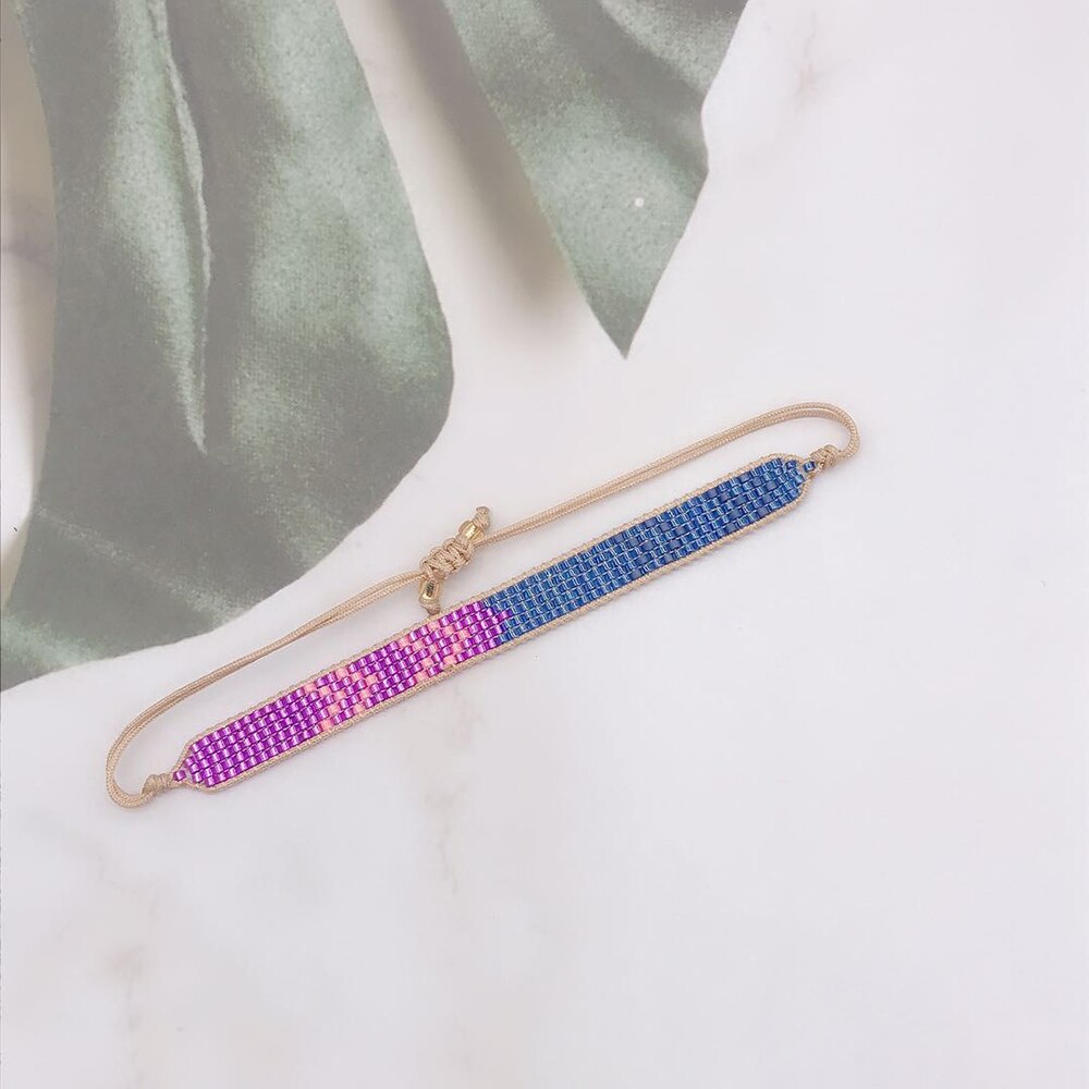 BLUESTAR 4pz Un impostato Delle Donne viola Del Cuore Braccialetti fatto a mano Della Boemia Della signora micro Pavimenta di Cristallo Rivetto Perline MIYUKI Bracciali: B
