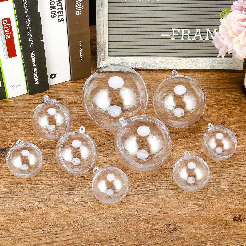 1/24 stücke DIY Kunststoff Ball Befüllbare Transparente Hohl Hängende Ornamente Weihnachten Baum Offene Kugel Kasten Dekor für hochzeit Party