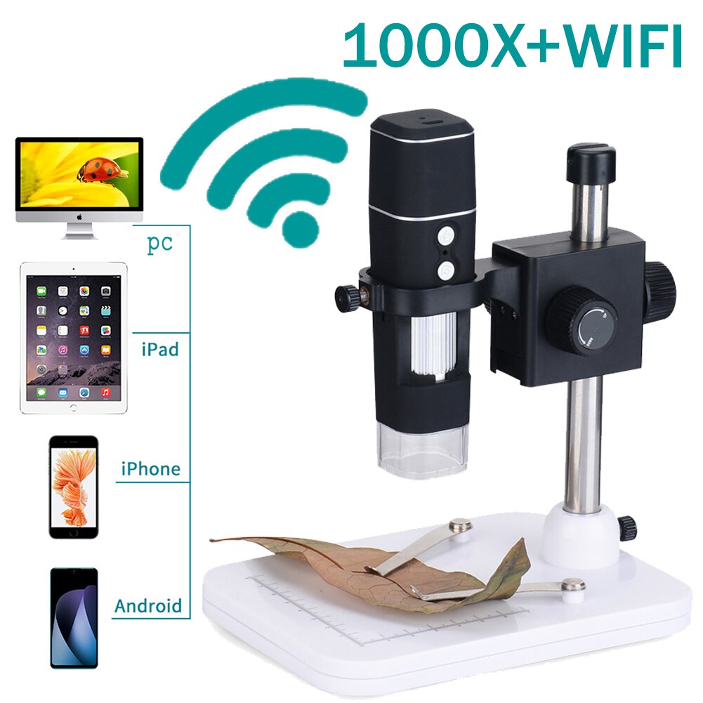 Tkdmr 1000X Zoom Hd Usb Microscoop Handheld Draagbare Digitale Usb Interface Elektron Microscopen Met Led Ring Licht Voor Pc: W01A-Plastic bracket